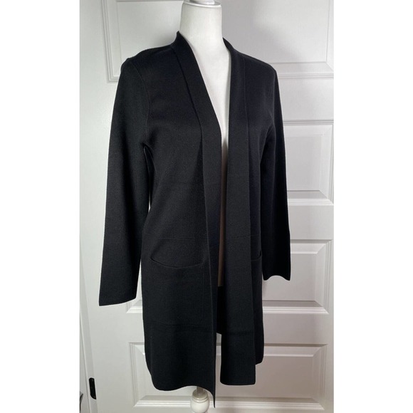 Becool NWOT Womans S/M Medium Black Heavy Long Cardigan Pockets Super Soft Cozy - Picture 2 of 7